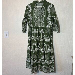 Kaktus Forest Green Long Sleeve Dress Women Size Large